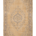 Vintage Manisa Turkish Area Rug 6x9 ft — Beige & Brown Floral