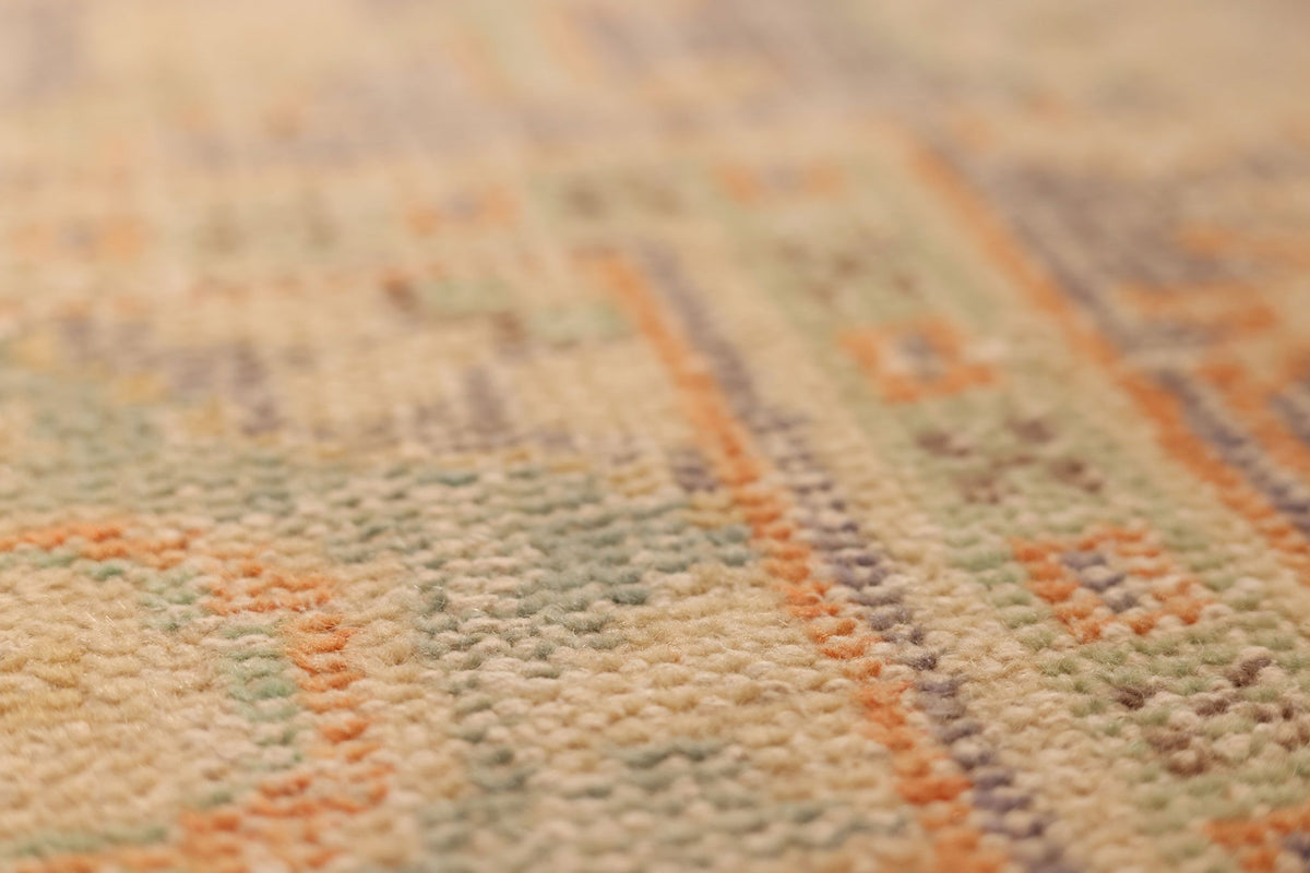 Vintage Manisa Turkish Area Rug 5x10 ft — Orange & Beige Floral