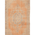 Vintage Manisa Turkish Area Rug 5x10 ft — Orange & Beige Floral