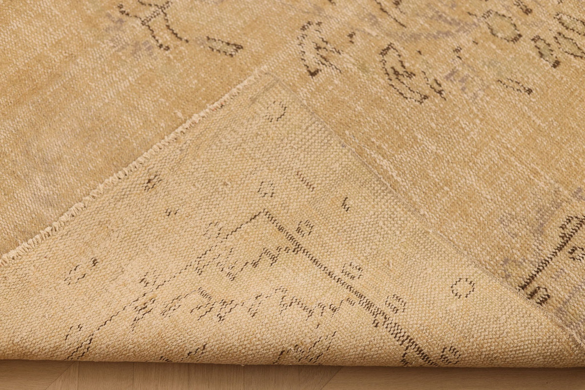 Vintage Manisa Turkish Area Rug 6x9 ft — Beige & Brown Floral
