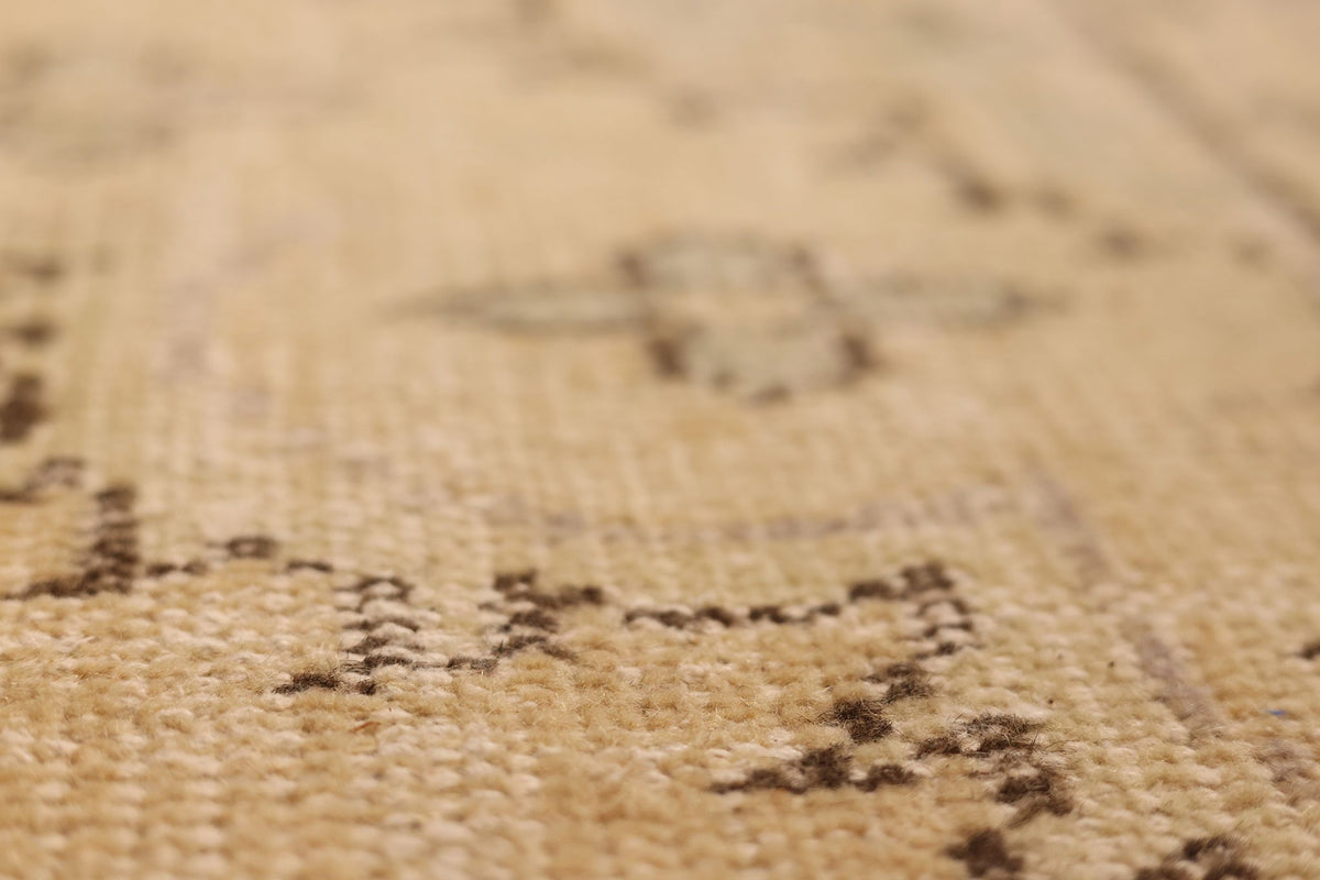 Vintage Manisa Turkish Area Rug 6x9 ft — Beige & Brown Floral