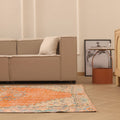Vintage Manisa Turkish Area Rug 6x9 ft — Orange & Beige Floral
