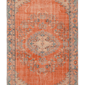 Vintage Manisa Turkish Area Rug 6x9 ft — Orange & Beige Floral