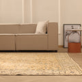 Vintage Isparta Turkish Area Rug 7x10 ft — Orange & Beige Floral