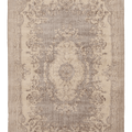 Vintage Isparta Turkish Area Rug 7x10 ft — Beige & Gray Floral