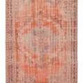 Vintage Manisa Turkish Area Rug 6x9 ft — Orange & Beige Distressed