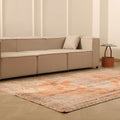 Vintage Manisa Turkish Area Rug 6x9 ft — Orange & Beige Distressed