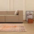 Vintage Manisa Turkish Area Rug 6x9 ft — Orange & Beige Distressed
