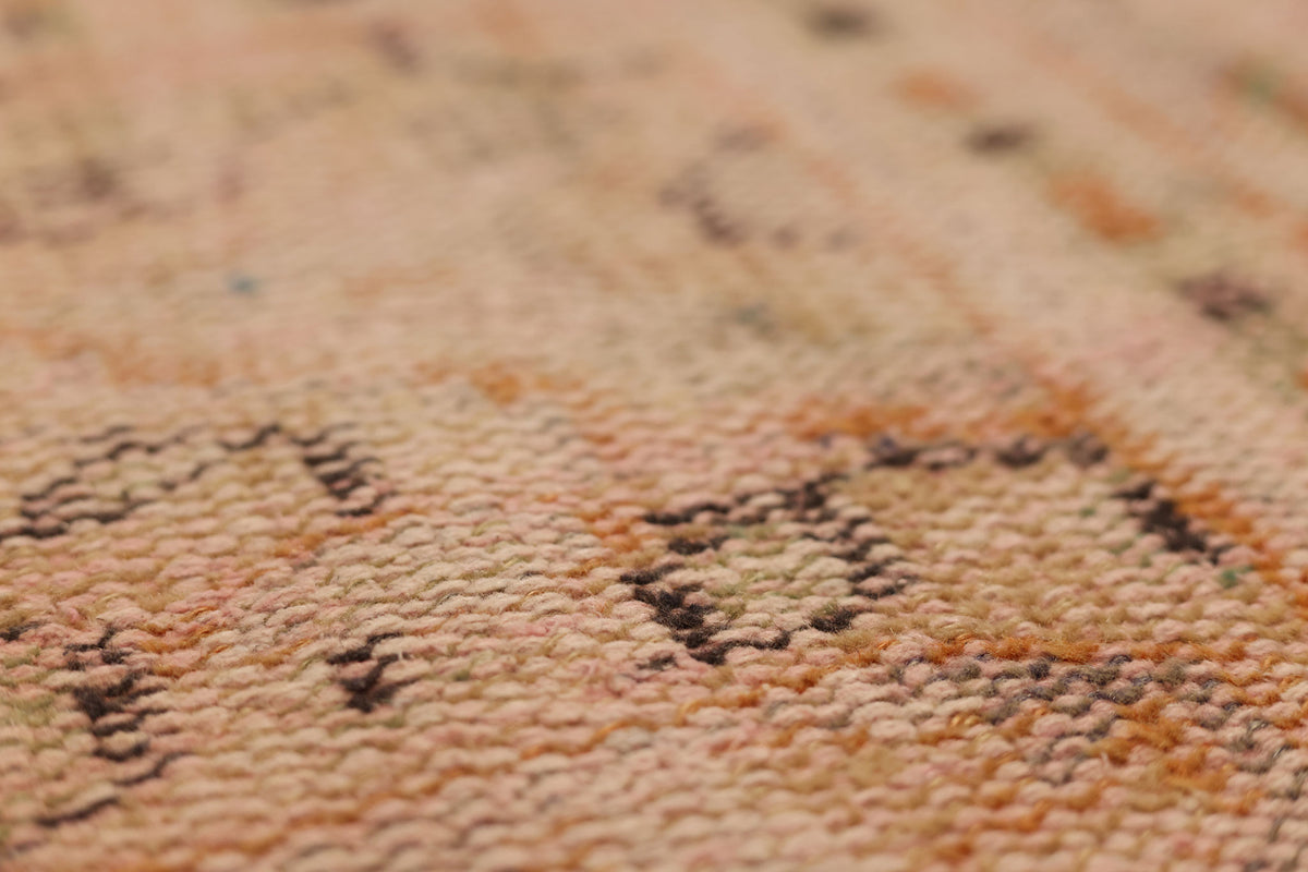 Vintage Manisa Turkish Area Rug 6x9 ft — Orange & Beige Distressed