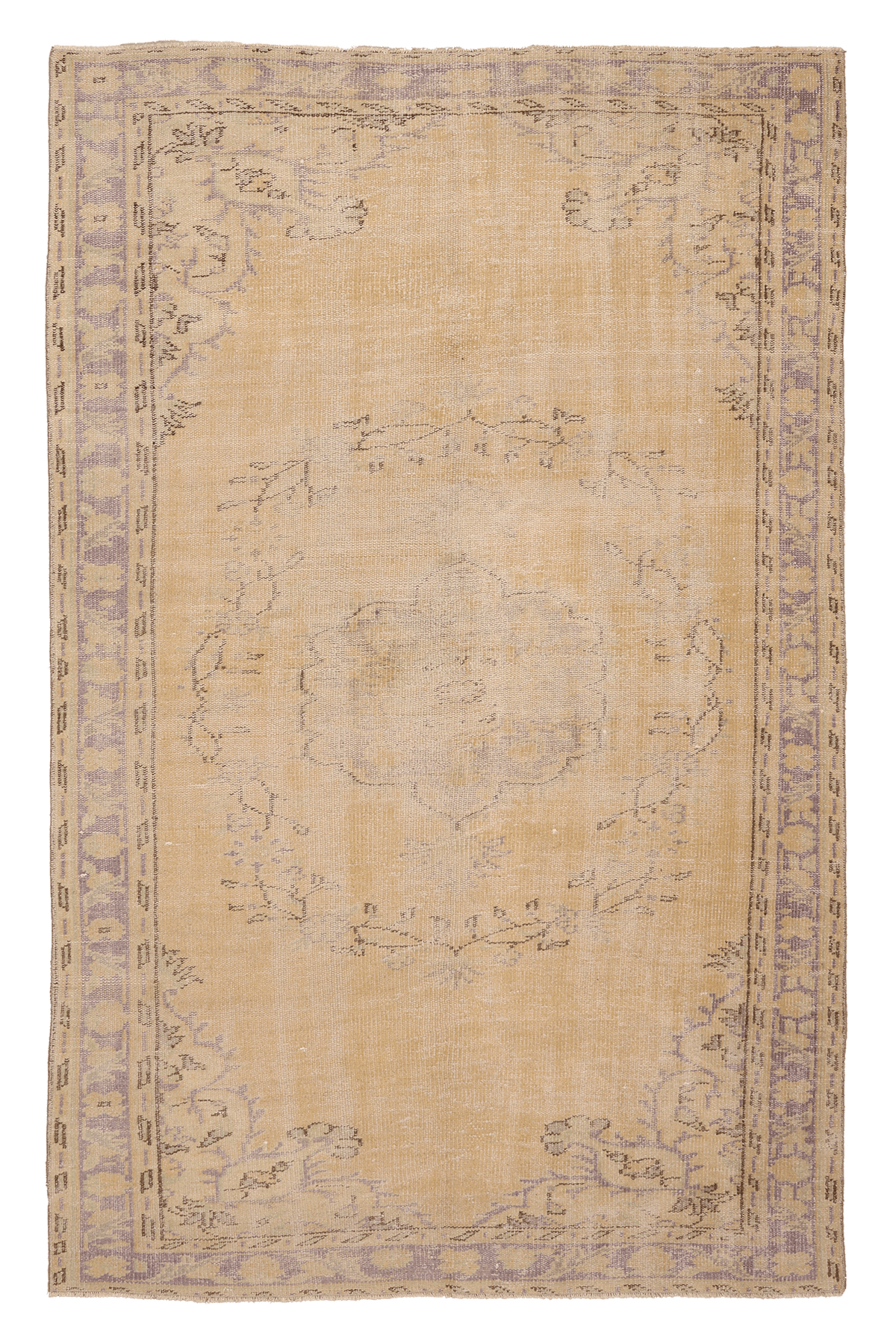 Vintage Manisa Turkish Area Rug 5x8 ft — Beige & Gray Floral (No. 45084)