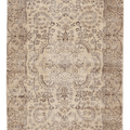 Vintage Isparta Turkish Area Rug 5x8 ft — Beige & Brown Floral