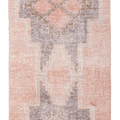 Hand-woven 2x3 ft vintage Turkish wool and cotton doormat in brown and gray with a geometric farmhouse pattern.