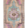 Vintage Kars Turkish Area Rug 5x9 ft — Beige & Navy Medallion