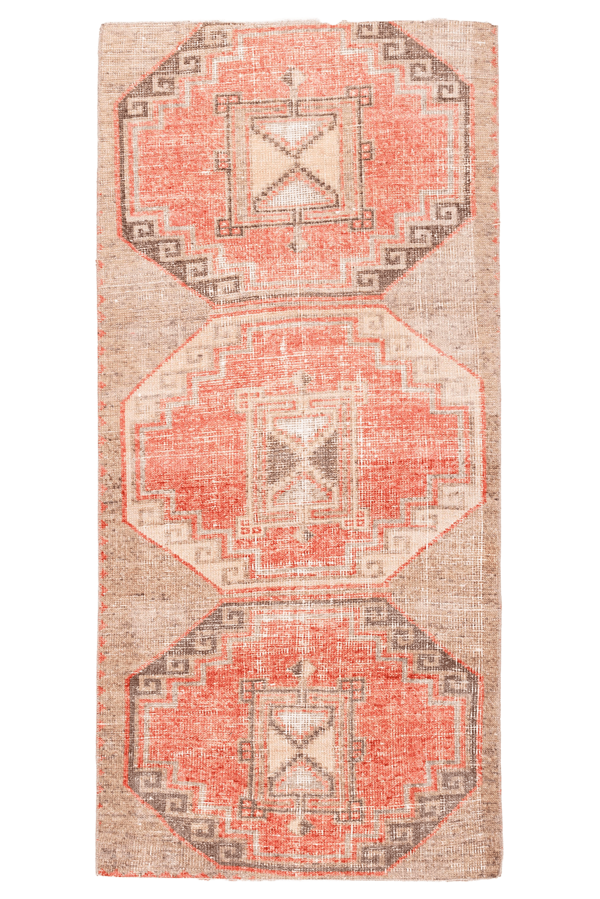 Vintage Malatya Turkish Runner Rug ft — Orange Geometric