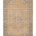 Vintage Manisa Turkish Area Rug 6x9 ft — Orange & Beige Floral