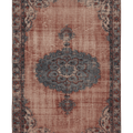 Vintage Isparta Turkish Area Rug 6x9 ft — Red & Blue Floral