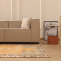 Vintage Manisa Turkish Area Rug 5x9 ft — Orange & Beige Floral