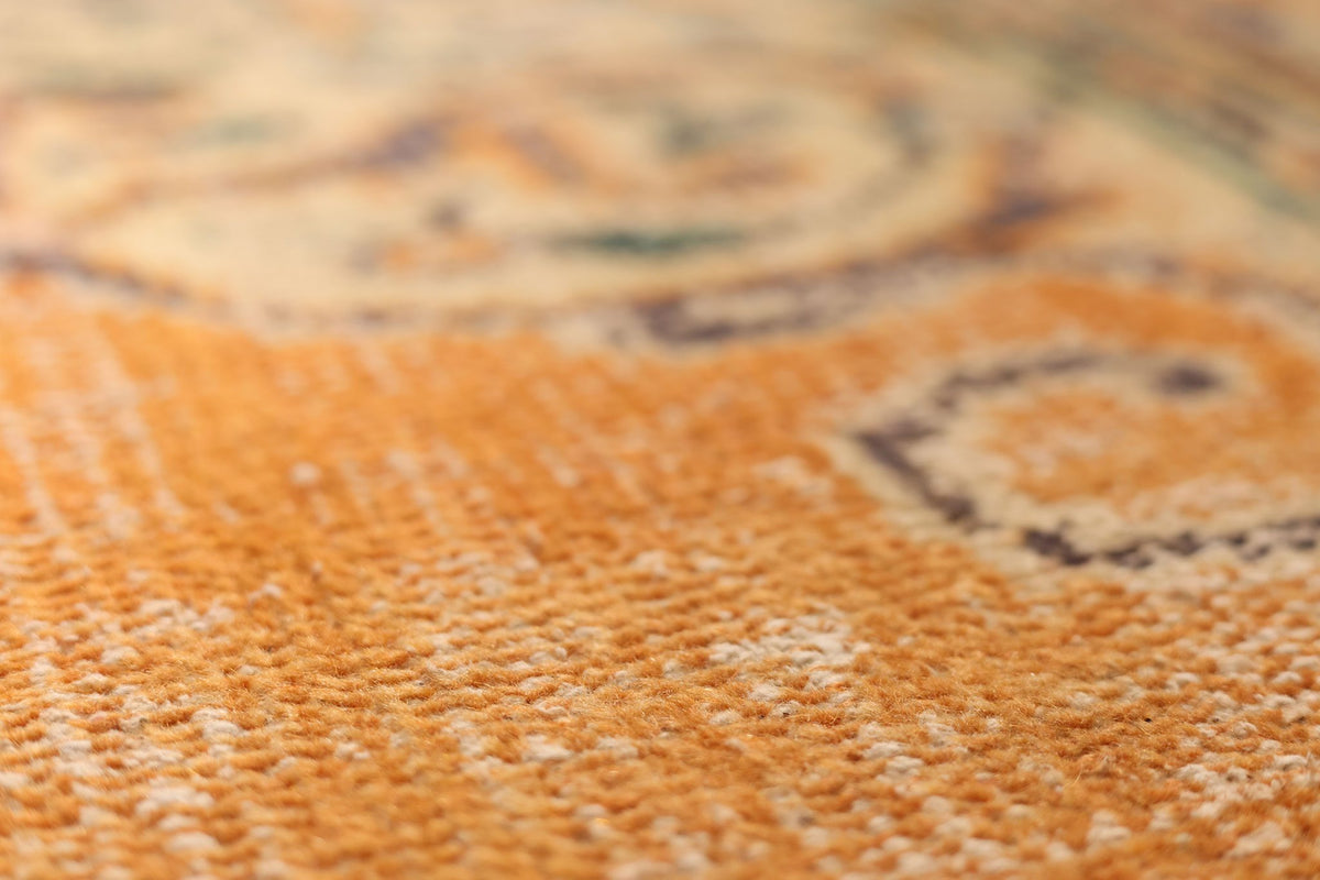 Vintage Manisa Turkish Area Rug 5x9 ft — Orange & Beige Floral