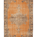Vintage Manisa Turkish Area Rug 5x9 ft — Orange & Beige Floral