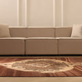 Vintage Kars Turkish Area Rug 6x10 ft — Brown & Beige Geometric