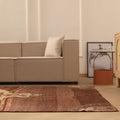 Vintage Kars Turkish Area Rug 6x10 ft — Brown & Beige Geometric