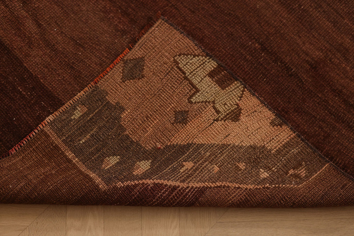 Vintage Kars Turkish Area Rug 6x10 ft — Brown & Beige Geometric