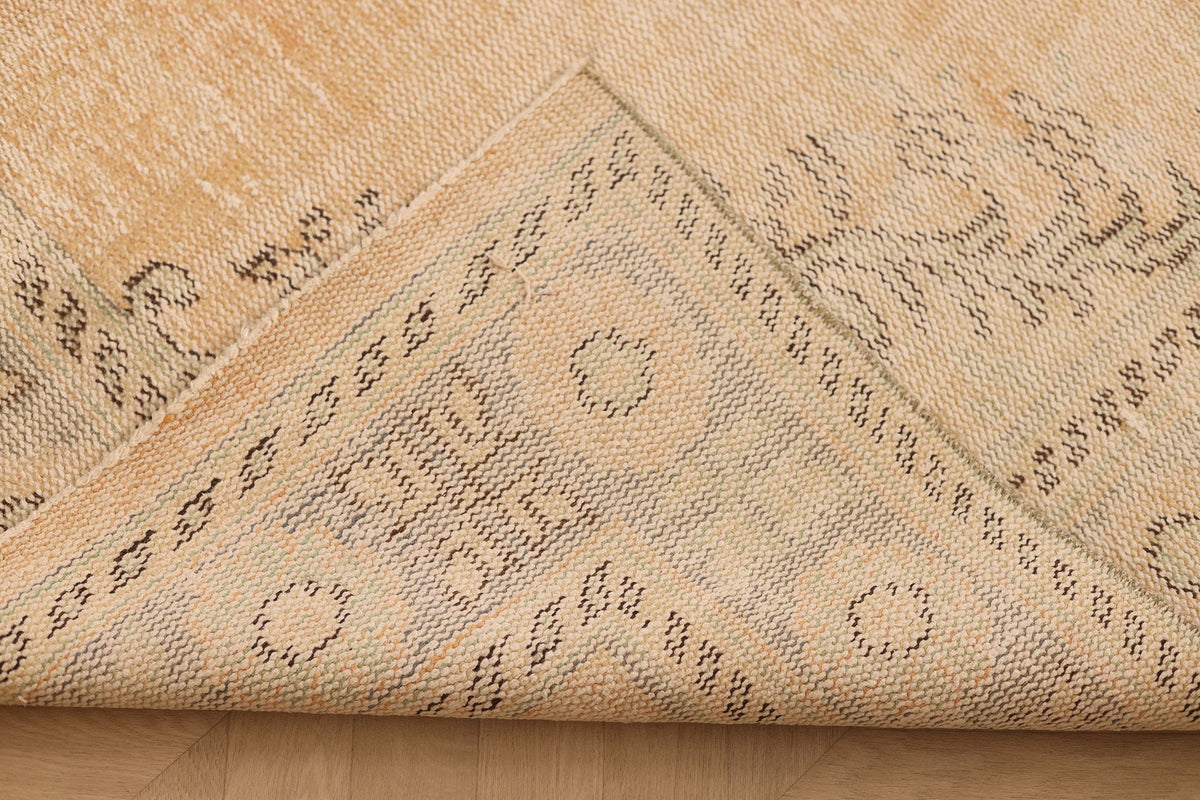 Vintage Manisa Turkish Area Rug 6x10 ft — Beige & Brown Floral