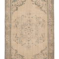 Vintage Isparta Turkish Area Rug 6x9 ft — Beige & Green Floral