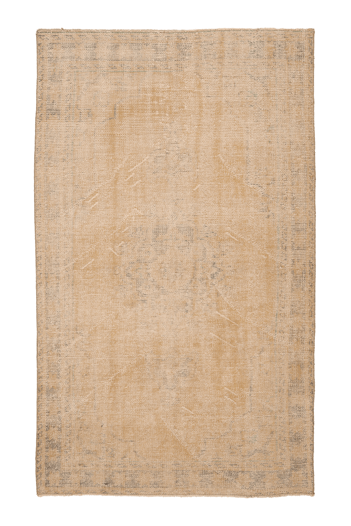 Vintage Manisa Turkish Area Rug 5x8 ft — Beige & Orange Floral
