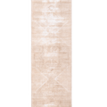 Hand-woven 2x10 ft vintage Turkish runner rug in beige and brown with geometric patterns and wool-cotton blend.