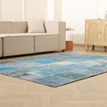 Vintage Turkish Area Rug 5x7 ft — Blue Patchwork