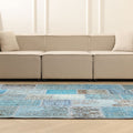 Vintage Turkish Area Rug 5x7 ft — Blue Patchwork