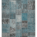 Vintage Turkish Area Rug 5x7 ft — Blue Patchwork