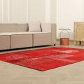 Vintage Turkish Area Rug 5x8 ft — Red Patchwork