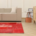 Vintage Turkish Area Rug 5x8 ft — Red Patchwork
