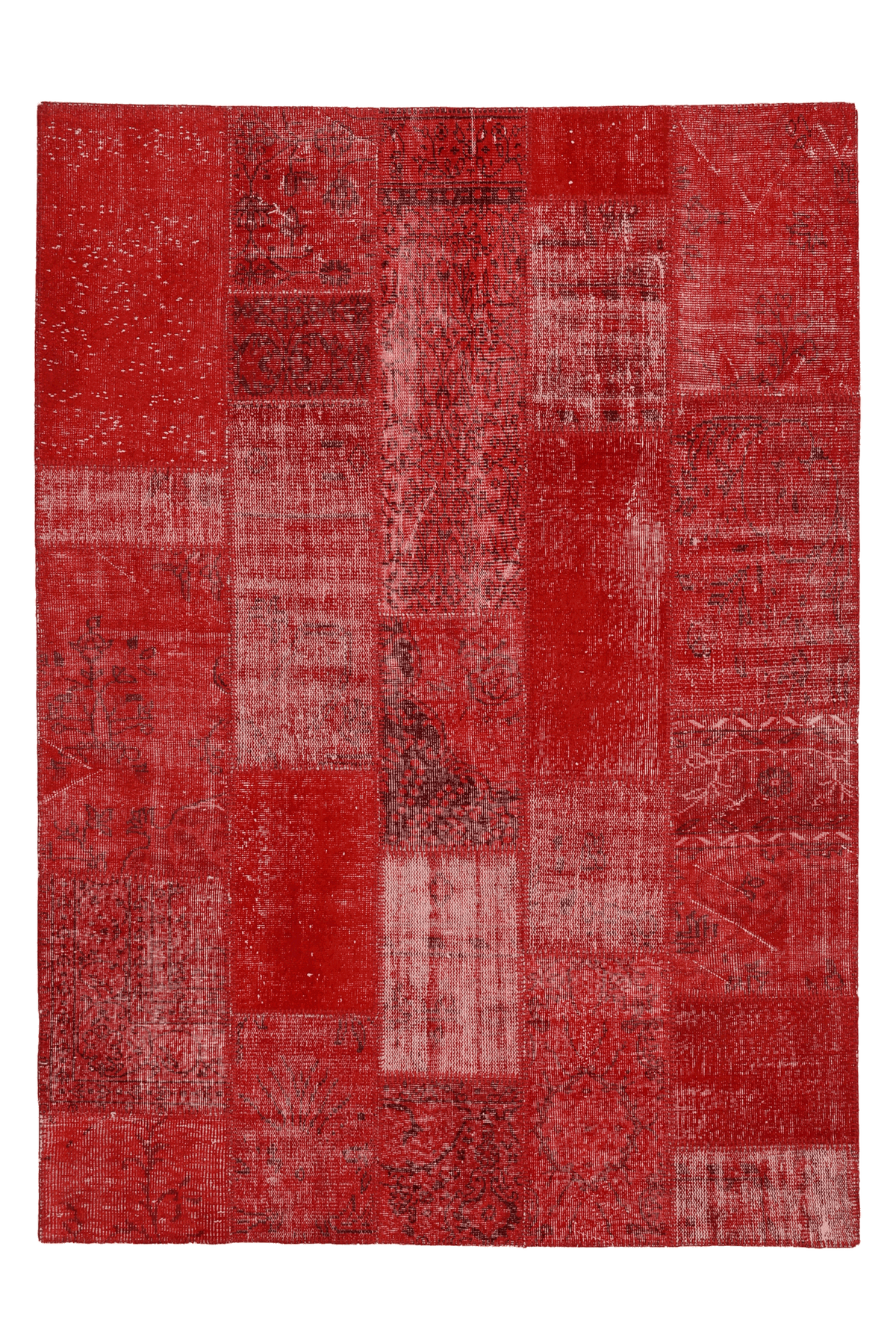 Vintage Turkish Area Rug 5x8 ft — Red Patchwork