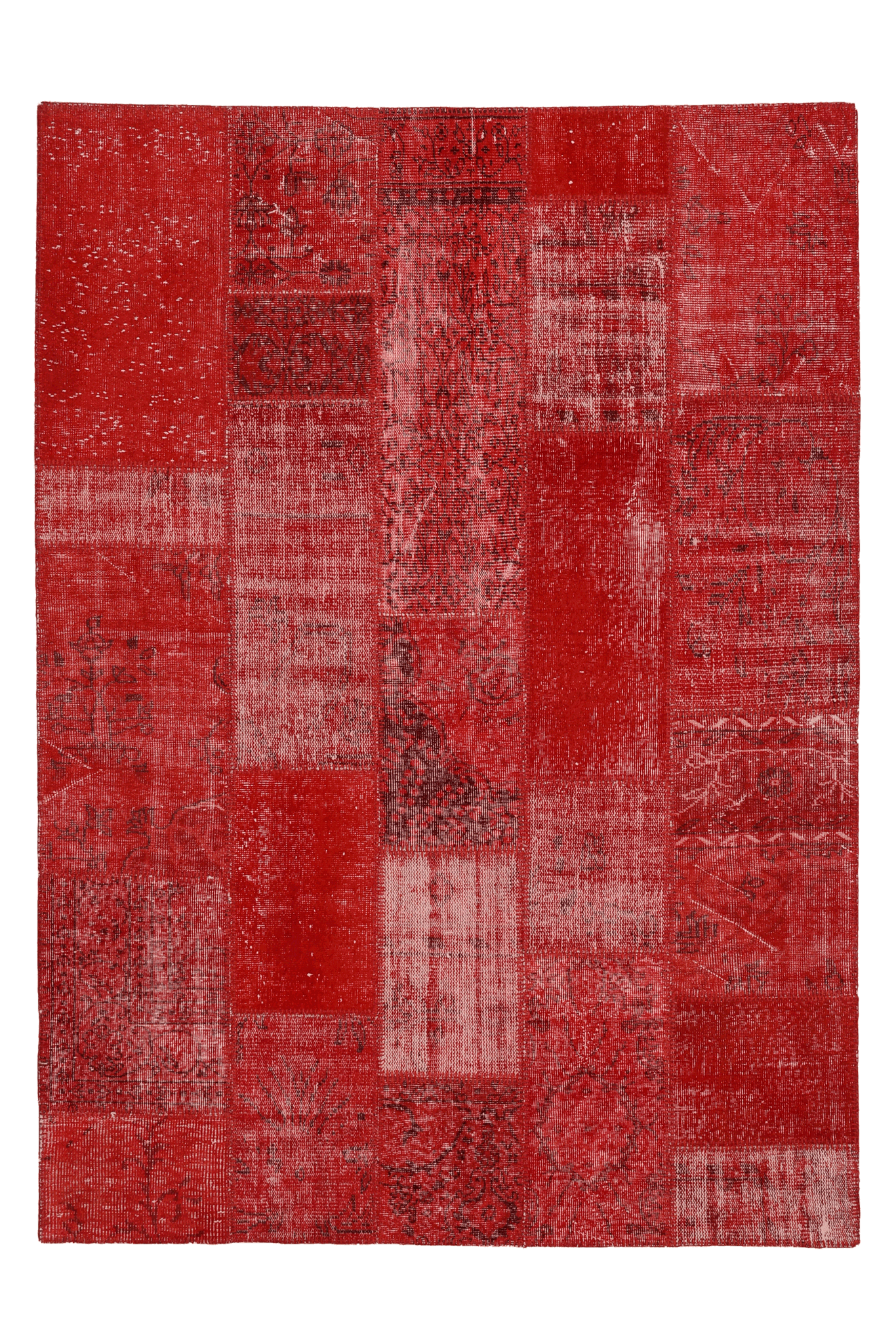Vintage Turkish Area Rug 5x8 ft — Red Patchwork