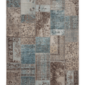 Vintage Turkish Area Rug 6x10 ft — Blue & Gray Patchwork