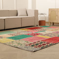 Vintage Turkish Area Rug 6x10 ft — Mixcolor Patchwork