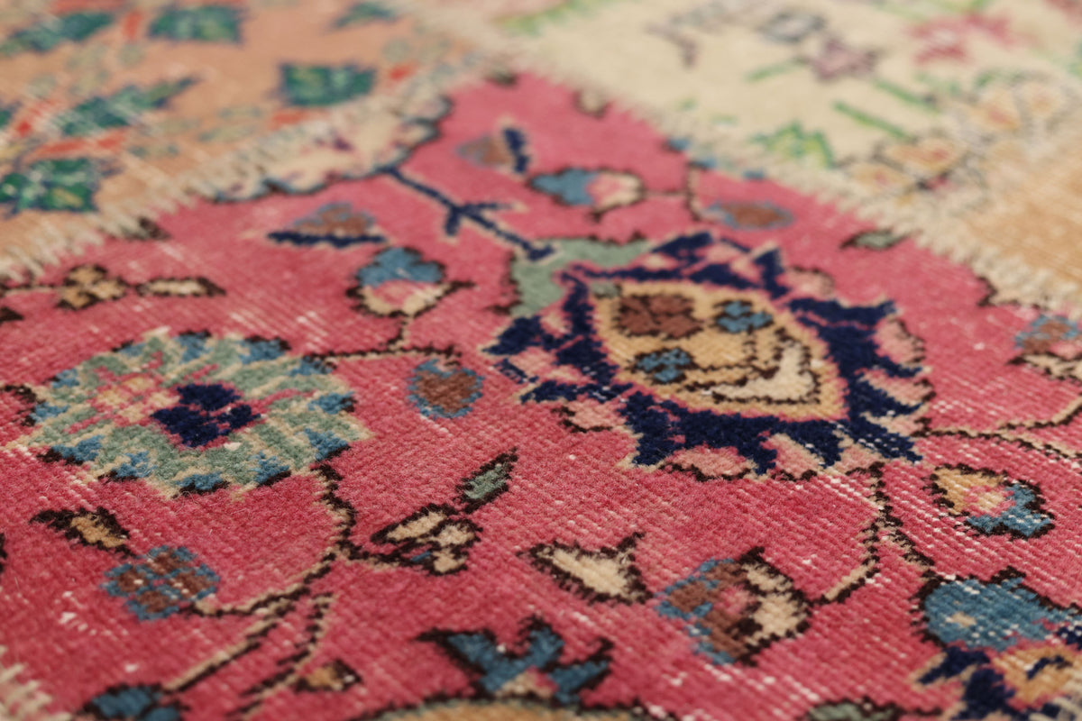 Vintage Turkish Area Rug 6x10 ft — Mixcolor Patchwork
