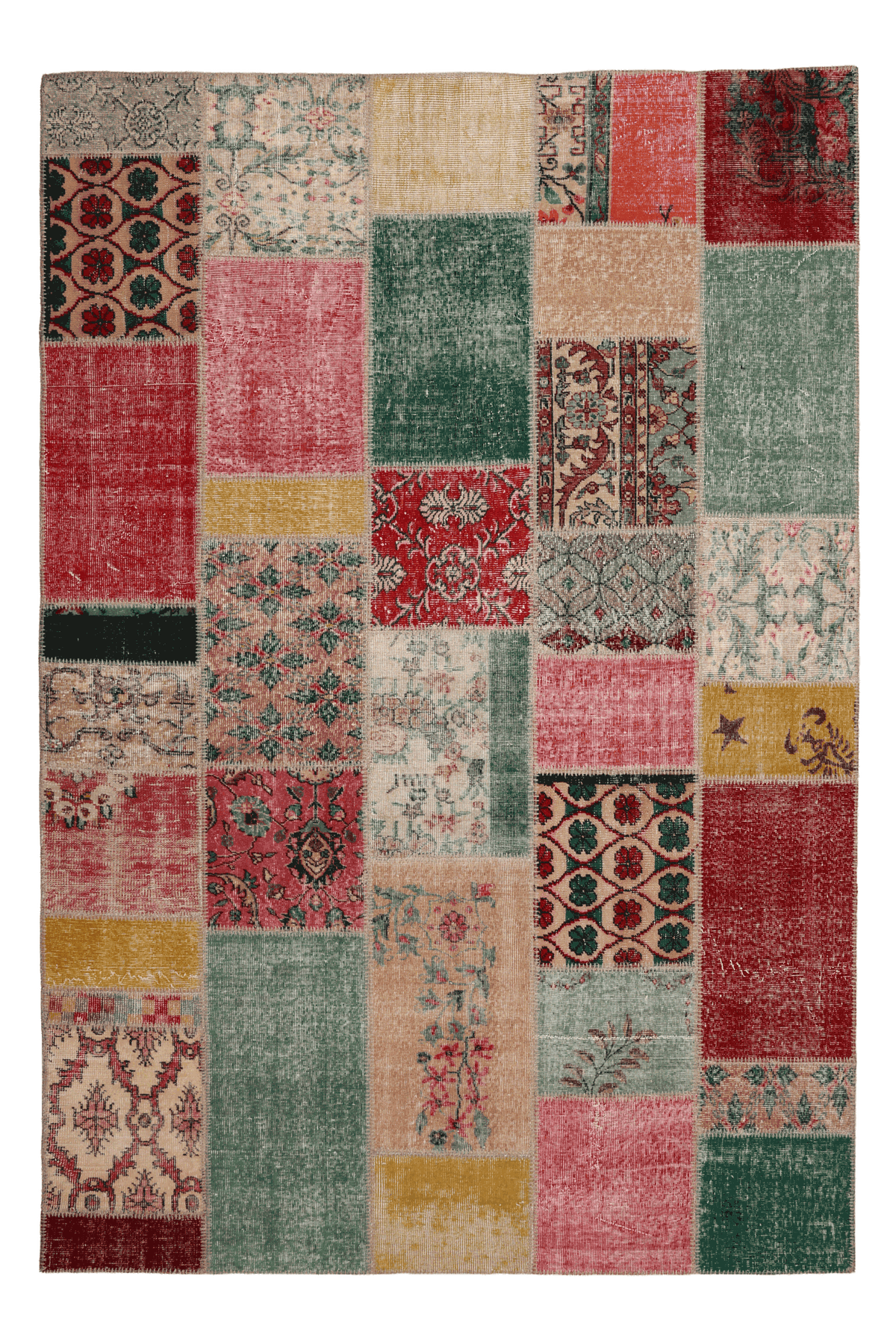 Vintage Turkish Area Rug 6x10 ft — Mixcolor Patchwork
