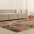 Vintage Turkish Area Rug 6x9 ft — Mixcolor Patchwork (No. 46529)