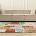 Vintage Turkish Area Rug 6x9 ft — Mixcolor Patchwork (No. 46530)