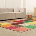 Vintage Turkish Area Rug 6x9 ft — Mixcolor Patchwork (No. 46531)