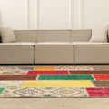 Vintage Turkish Area Rug 6x9 ft — Mixcolor Patchwork (No. 46531)