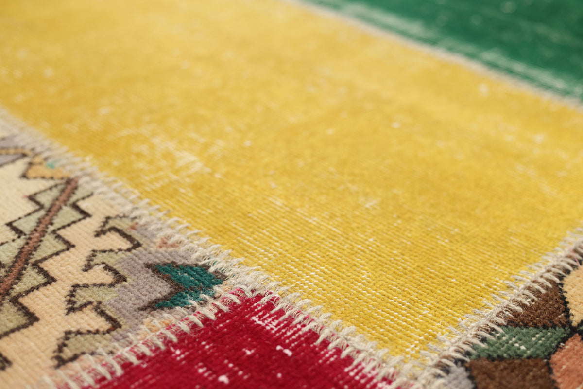 Vintage Turkish Area Rug 6x9 ft — Mixcolor Patchwork (No. 46531)