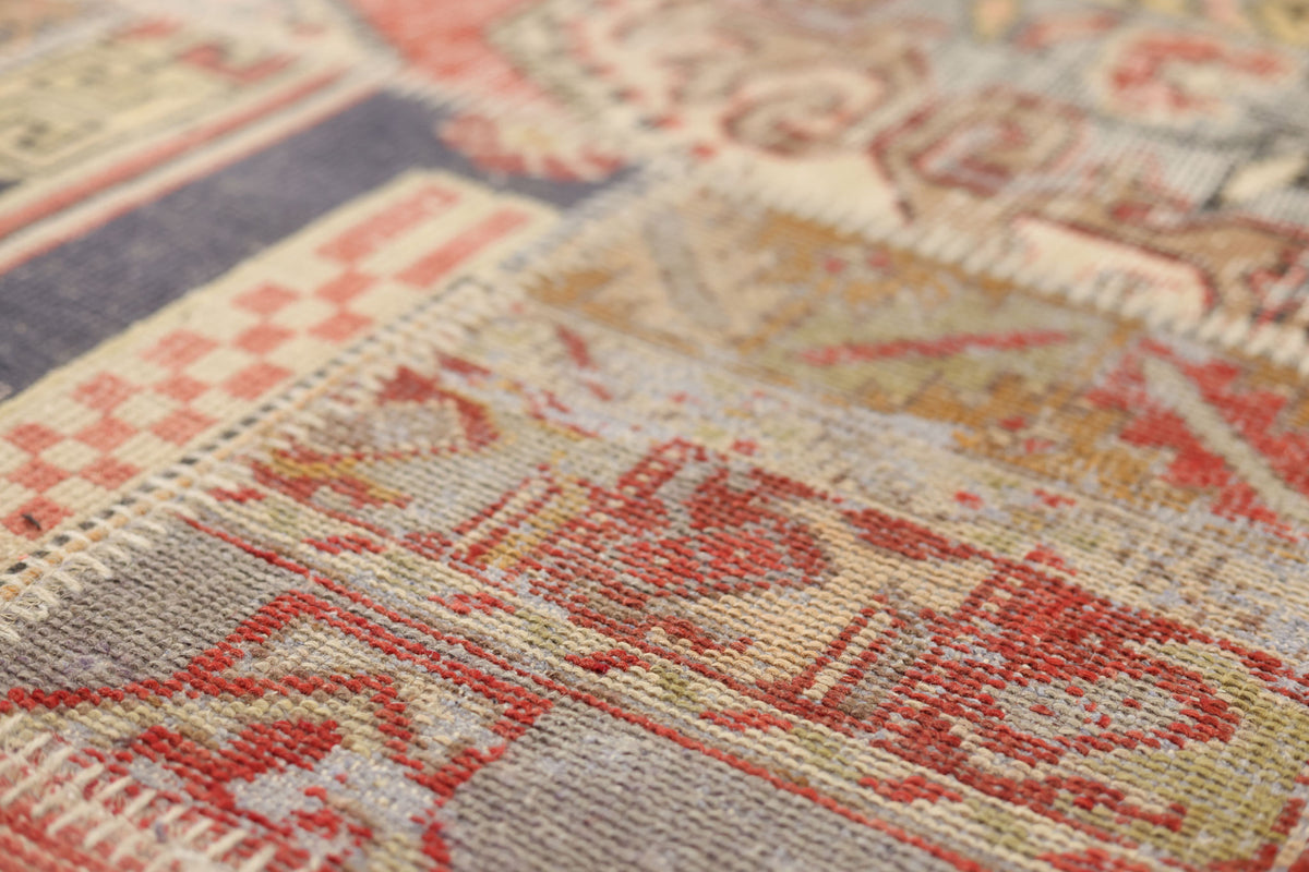 Vintage Turkish Area Rug 6x9 ft — Mixcolor Patchwork (No. 46532)