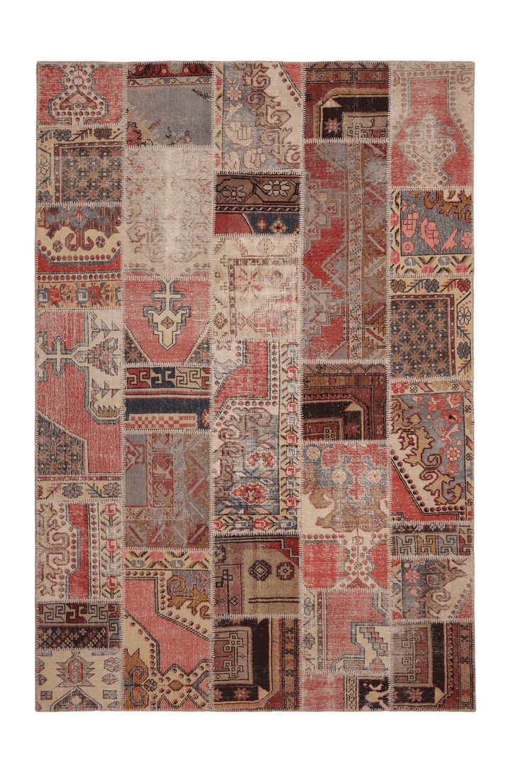 Vintage Turkish Area Rug 6x9 ft — Mixcolor Patchwork (No. 46532)