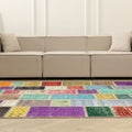 Vintage Turkish Area Rug 6x9 ft — Mixcolor Patchwork (No. 46533)