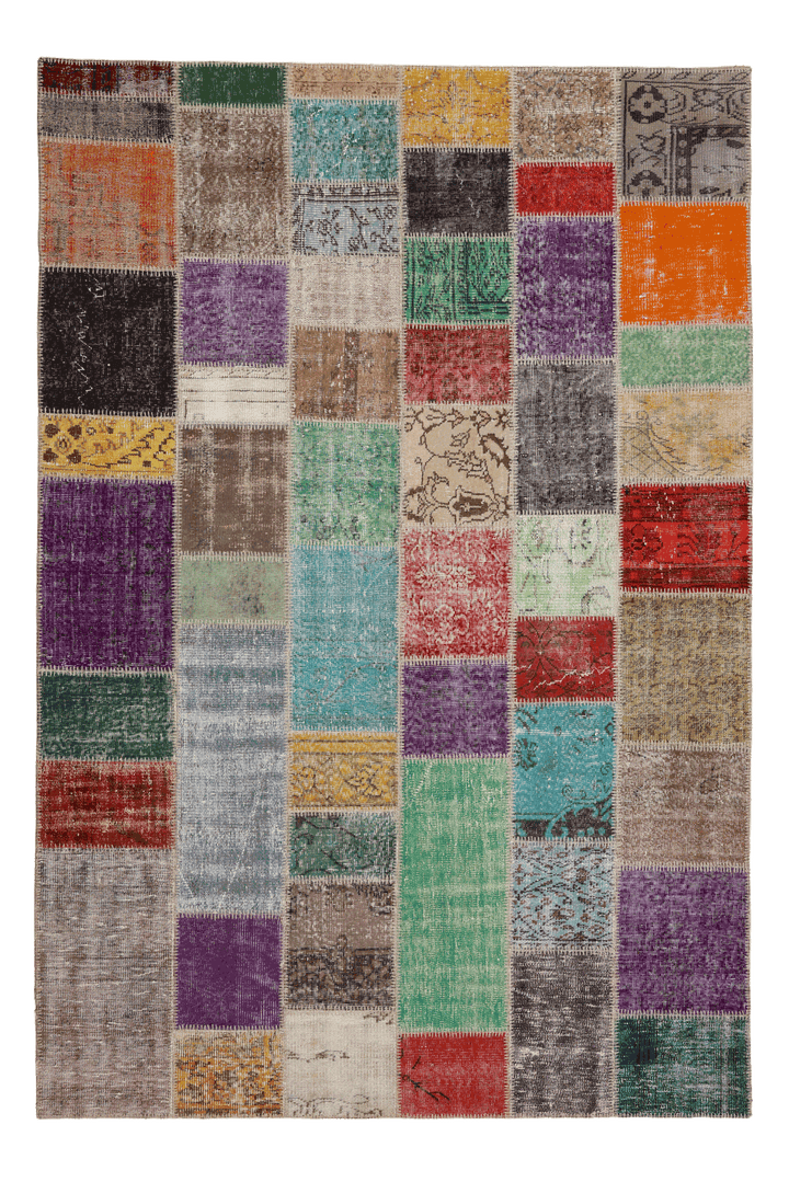 Vintage Turkish Area Rug 6x9 ft — Mixcolor Patchwork (No. 46533)